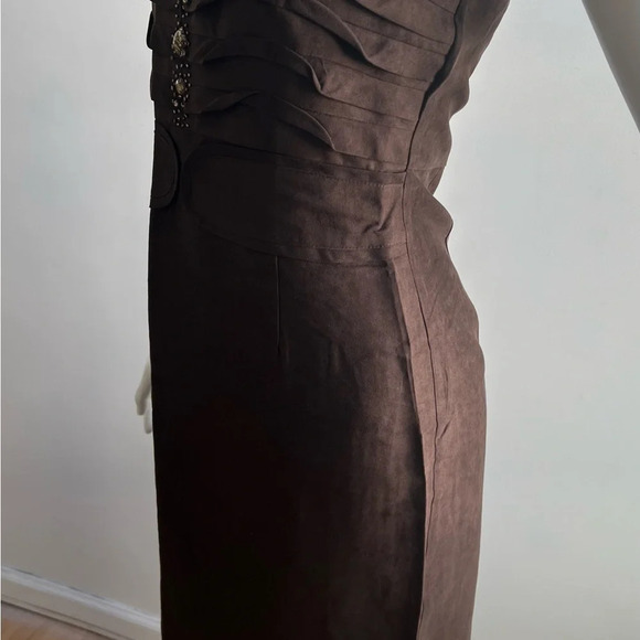 Adrienne Vittadini Faux Suede Bustier Dress Brown Rhinestone Medium - Picture 3 of 11